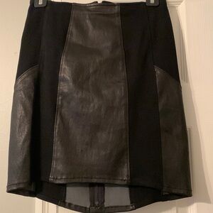 Funktional black leather panel miniskirt, S, worn once, no defects, high-low hem